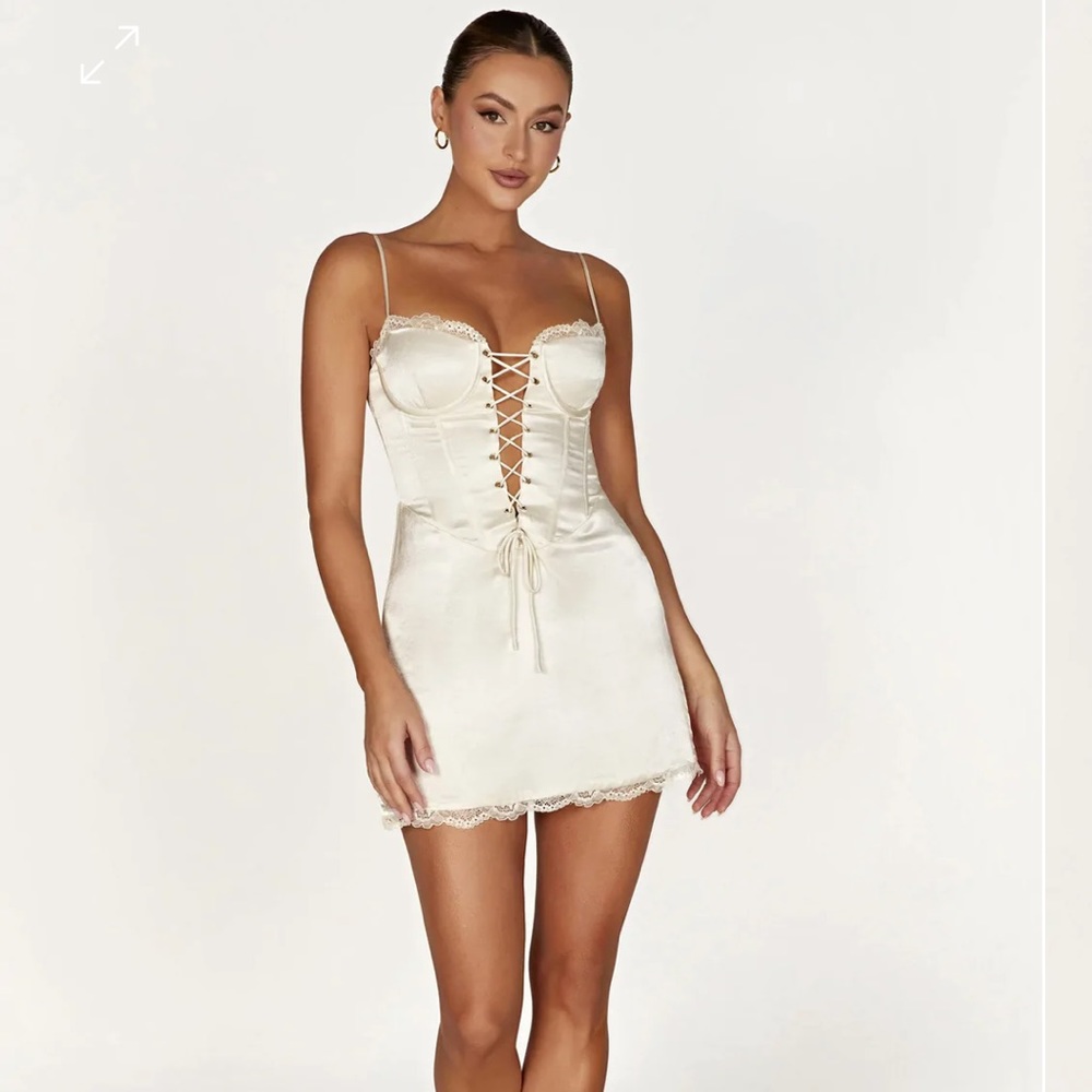 NWT! Meshki Kalila Corset Mini Dress in Ivory